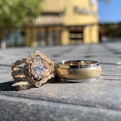 His & hers wedding set. Custom designed.