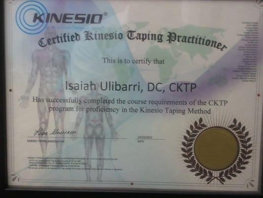 Dr. U is Certified Kinesio Taping Practitioner