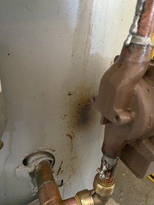 Burned water heater