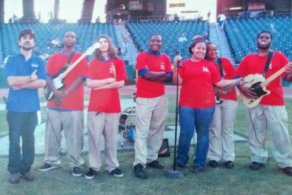 High School Of Rock performing National Anthem At Zephyer Field