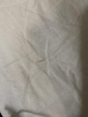 Blood stains on sheets. Picture is bad quality.