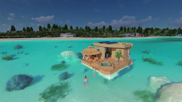 Floating Hotel Design and 3d Virtualization by Zozrus Studio