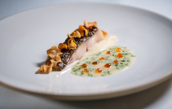 RÉMOL
turbot, garlic puree, salsify chips, salmon roe, fines herbs