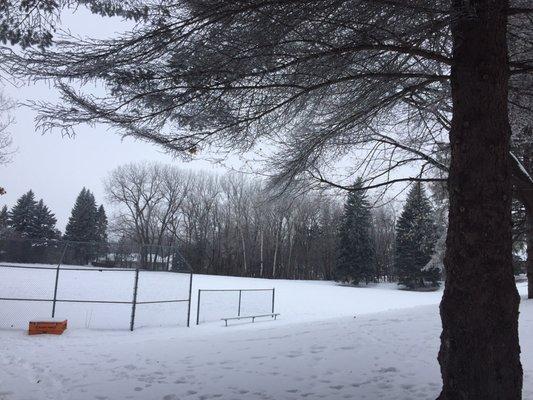 Ballfields under the blanket of snow