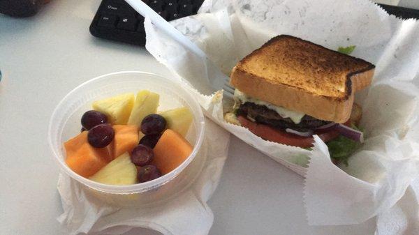 The Bully Pin burger & fruit