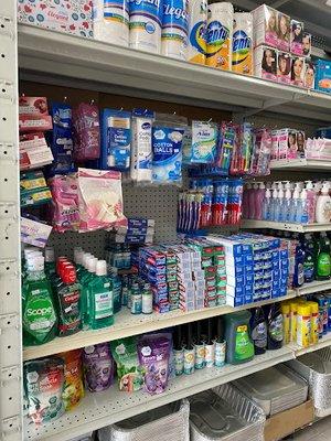 View of our dental hygiene sections. We sell products like toothbrush, toothpaste, mouthwash, dental floss. Also we sell razors plus more!