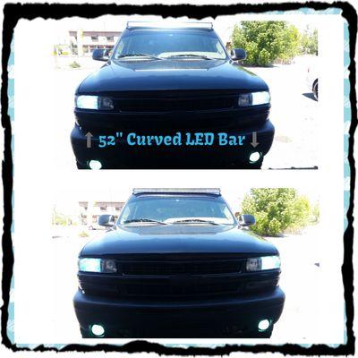 2012 Chevy Tahoe 6K Kits on Lows & Fogs with 52" Curved LED Light Bar