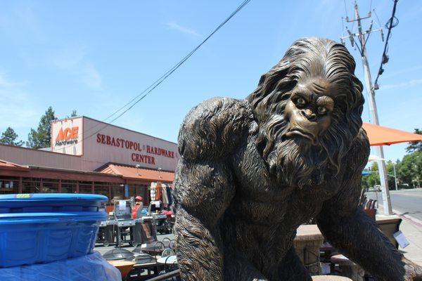 Sasquatch in front of the store.