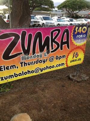 Zumba classes Mon & Thur 6:00pm