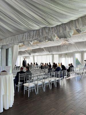 Wedding set up in tent