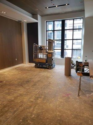 We installed hardwood in this space at Marriott Portland Oregon