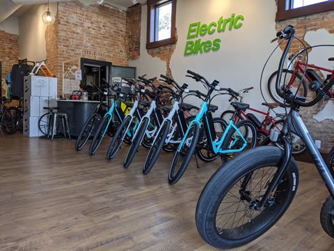 electric bikes on the sales floor