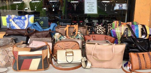 A close up of some of Reva's bags on sale!!!