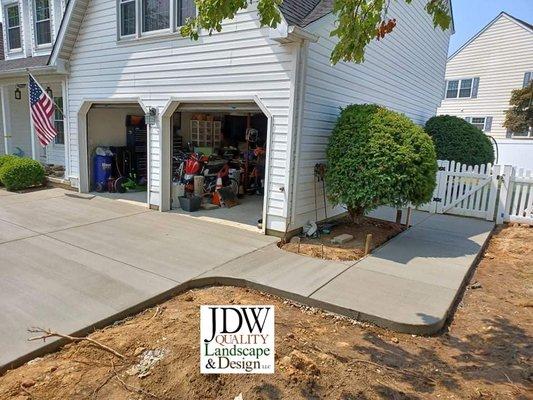 Concrete driveway and walkway