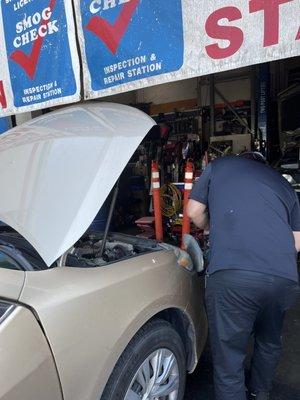 Headlight cleaning, smog check