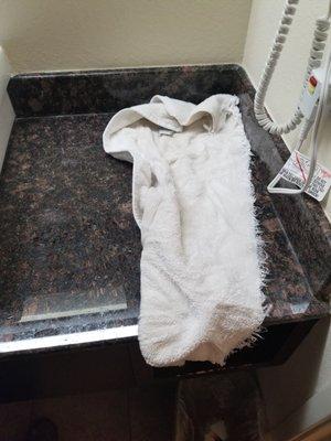 Maid left a cleaning towel behind, not a big deal thought. Other then that the room was very clean.