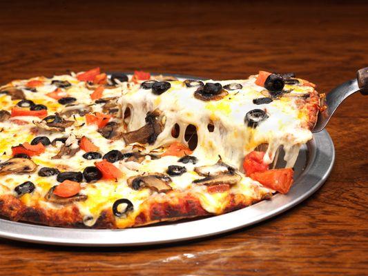 Create your own! Hand-made crust & crust, fresh tomato, mushroom & black olive.