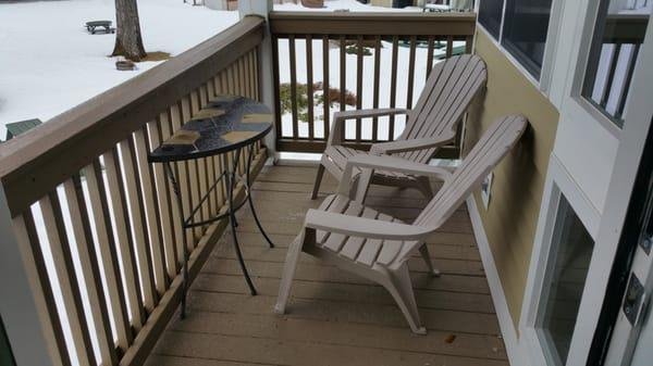 The balcony was spacious, clean, and allowed for great views of the lake...