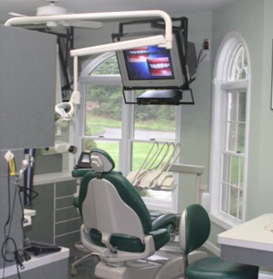 A bright, cheery, ultra-modern dental area.