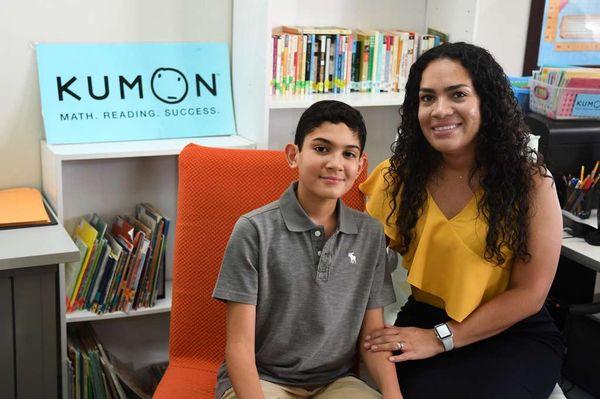 Nicholas and his mom during an interview with Houston Chronicle