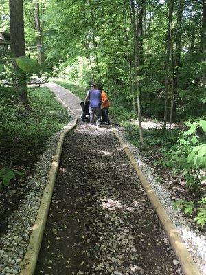 Construction of a rock cart path.