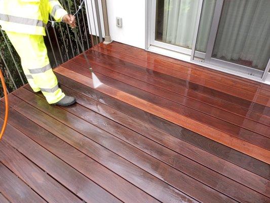 Before re-stain a wood floor in Redwood  Shores, CA