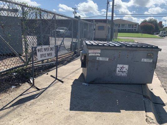 White paper only, office paper dumpster.