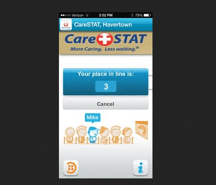 Download our app that allows you to wait elsewhere: www.carestaturgentcare.com/patient-information/carestat-express-skeeper