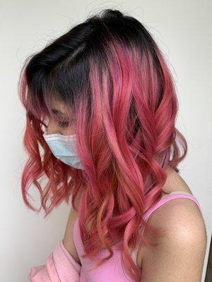 Hair cut, color and curl