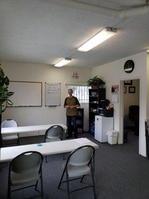 Scot at his classroom.