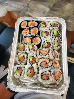 Spicy salmon,  Tuna avocado, salmon avocado, spicy Tuna rolls