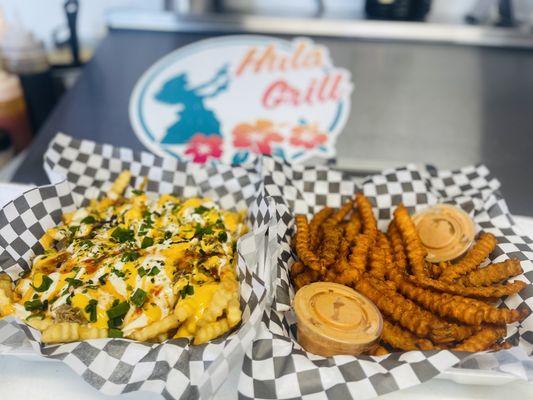 Kalua pork fries & sweet potato fries