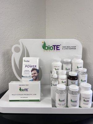 Along with Biote Hormone Replacement Therapy we provide a full range of MD recommended nutraceuticals that aid towards optimal health!