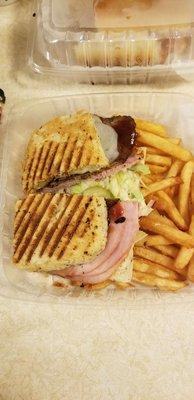 Cuban panini with fries