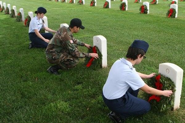 Cadets paying respet to the fallen at Golden Gate National Cemetery