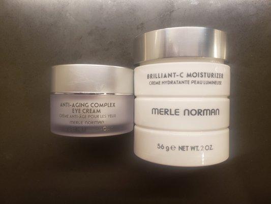 The Brilliant-C Moisturizer is perfect, not too heavy.  The Anti-Aging Complex Eye Cream is a favorite.