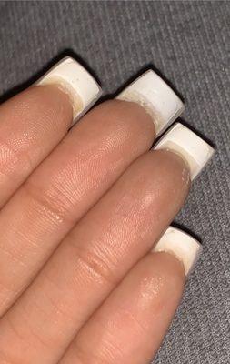 Specifically told her I don't like to see my real nails. Glue all over!