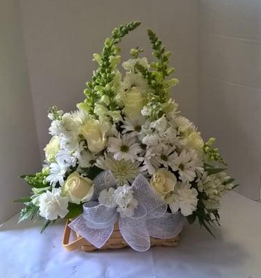 All white sympathy basket $59.95