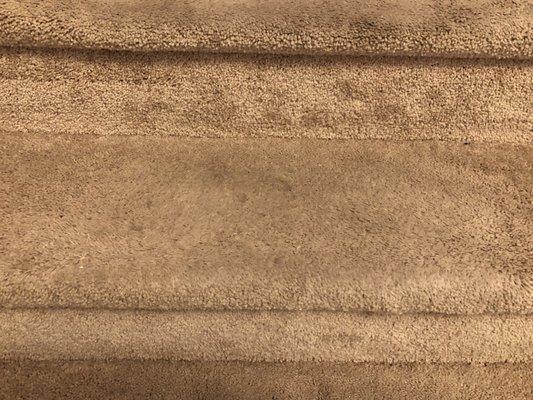 Dirty and stained carpet on stairwell