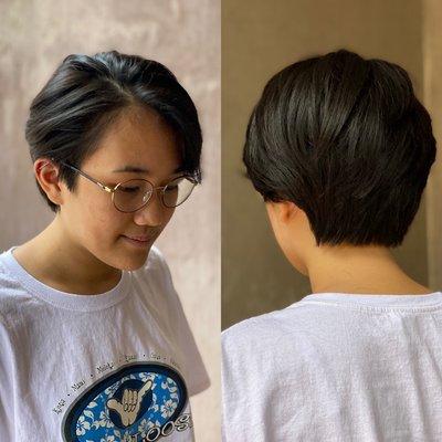 Woman's short haircut