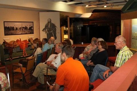 One of our presenters draws a large crowd for his talk on "oilfield songs."