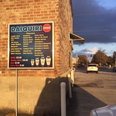 Holiday special! Thirsty-two ounces for $5.50 at the Daquiri Drive-thru. Sampling the local offerings, I got one called Orange-sicle.