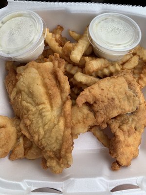 Fried haddock plate