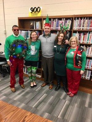 We judged the Ugly Sweater contest at CTMS and treated the teachers to breakfast and some great prizes!