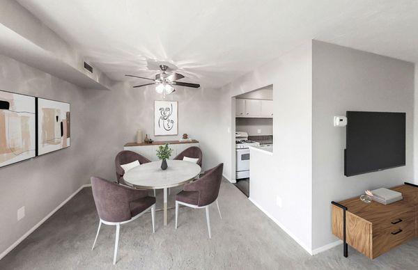 Dining room and kitchen