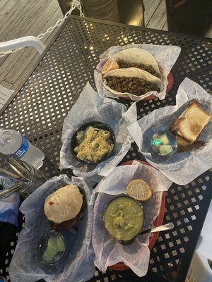 Vegan southwestern burger  Vegan Broccoli soup  Vegan southwestern tacos  Grilled cheese  Vegan mac and cheese