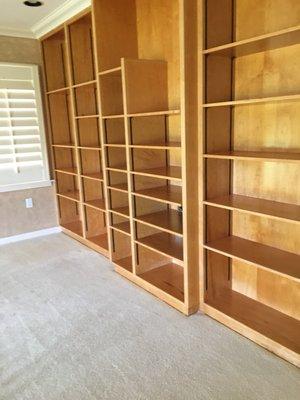 All shelves were wiped dusted and polished. Not a speck of dust remained.