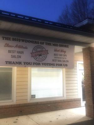 Our banner showing how proud we are to be voted the Best Day Spa on the midshore!