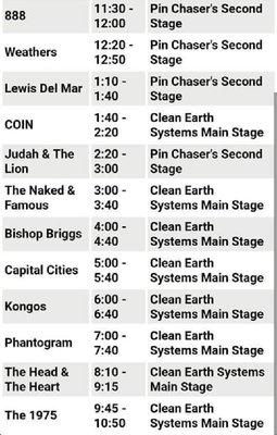 97x Next big thing 2016 set times