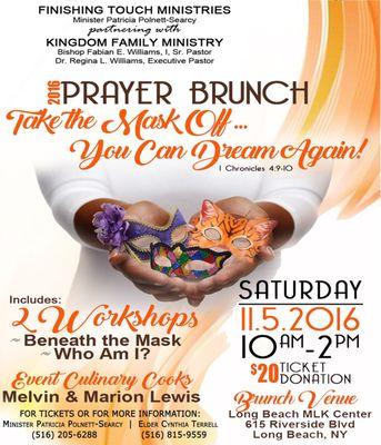 Meet us Saturday, 11/5 from 10am-2pm in Long Beach for Prayer Brunch 2016! Keynote Speaker Executive Pastor Regina L Williams. See you soon!